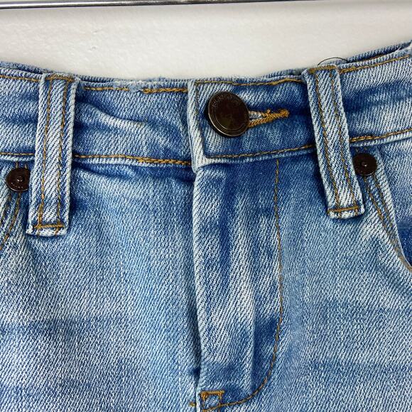 Blank NYC Frayed Hem Mini Skirt Denim Ruffle Raw Hem Asymmetrical Jean Skirt 26 - Picture 4 of 14